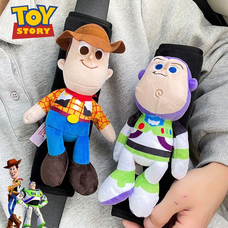 מגן חגורת המושב של וודי מסדרת טוי סטורי של דיסני, כיסוי מגן כתף לרכב עם דמויות מצוירות, אביזרים לפנים