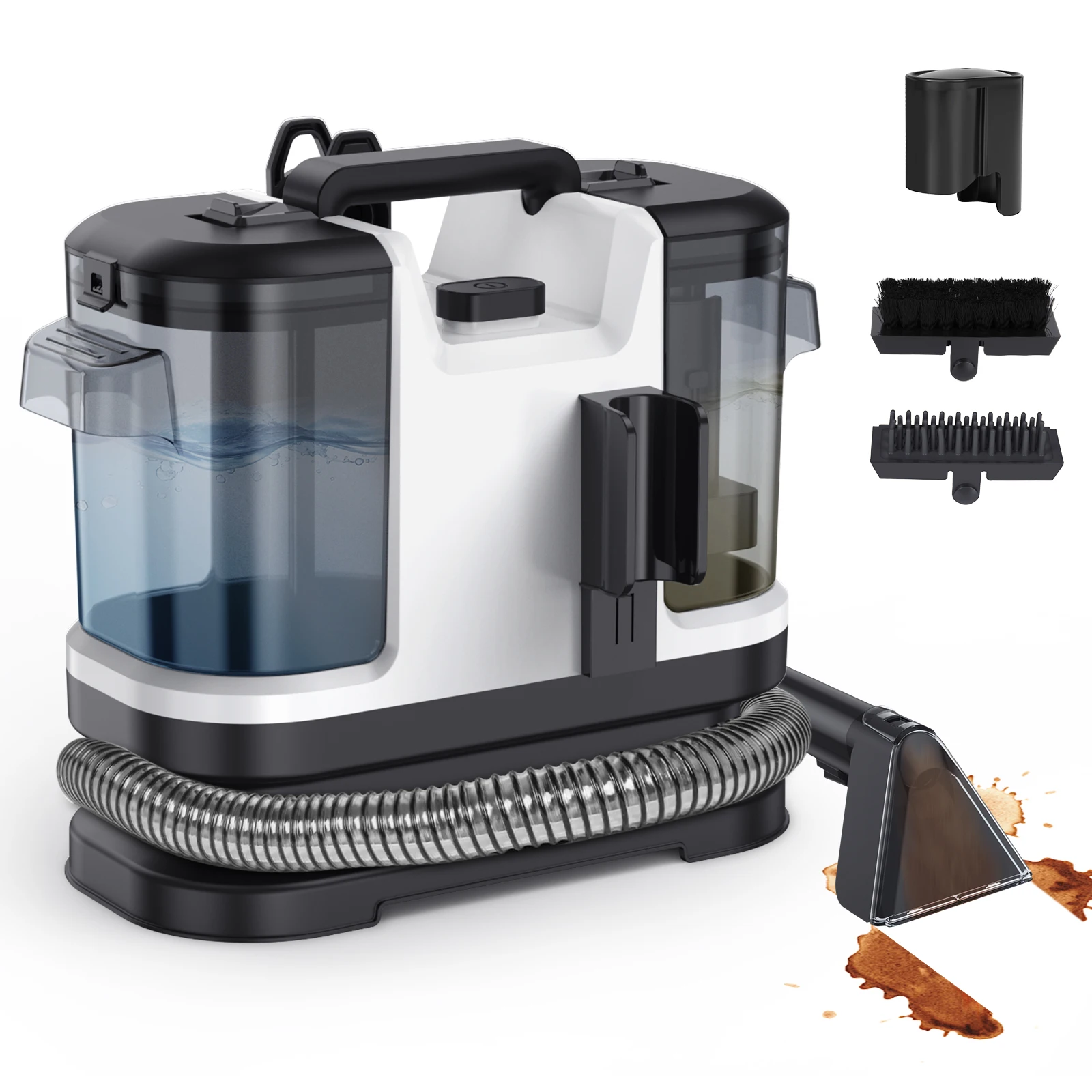 Nettoyeur de tapis 12Kpa, aspirateur laveur à double réservoir pour voiture, canapé, poils d'animaux, machine de nettoyage de tissus à pulvérisation et aspiration