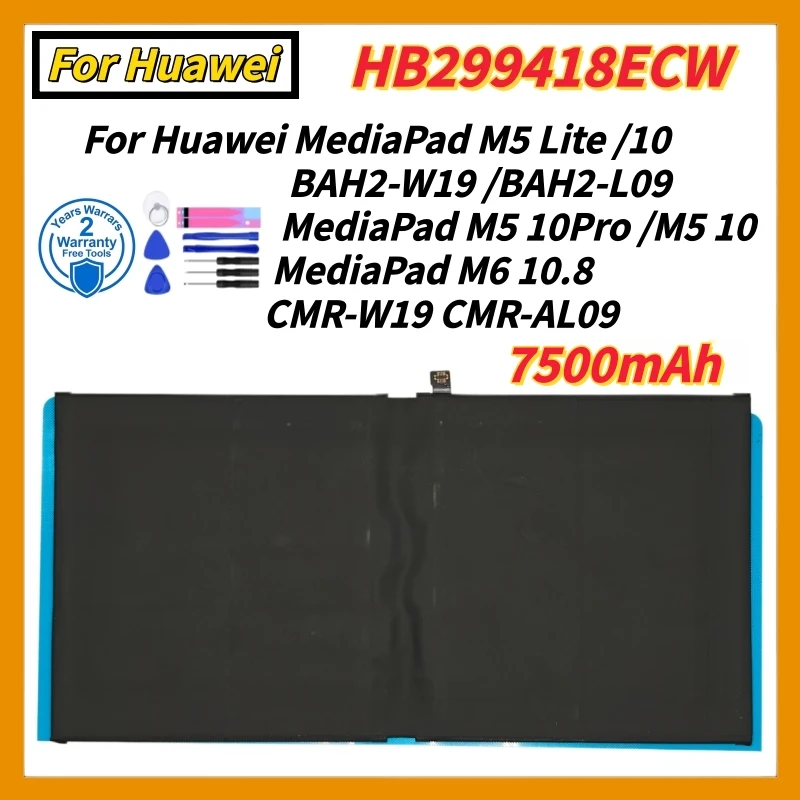 lithium battery HB299418ECW 7500mAh Tablet Phone Battery For Huawei MediaPad M6 10.8 M5 LITE M5 10 M5 10pro +Tools