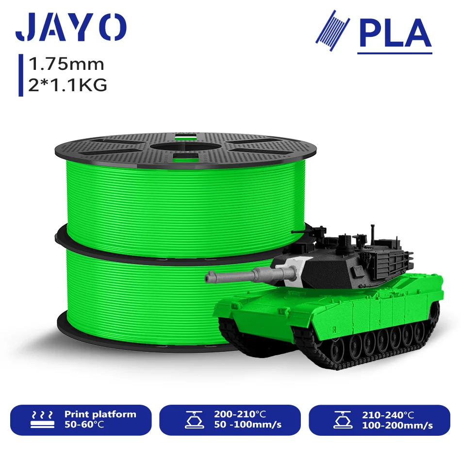 JAYO 2,2 kg 3D-PLA-Druckerfilament 1,75 mm, ungiftig und blasenfrei, PLA-Kunststoff als 3D-Druckfilament für 99 % der 3D-FDM-Drucker und -Stifte