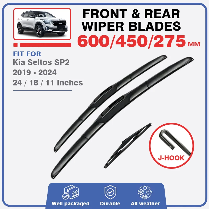 Front Rear Windscreen Wiper Blades For Kia Seltos SP2 2019 - 2024 Windshield Window Brushes Car Accessories 2020 2021 2022 2023