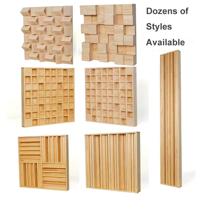 New Arrival Waffle Style Solid Wood Acoustic Diffuser Panel 60x60x7cm for Home Studio,Private Cinema Acoustic Treatment Art