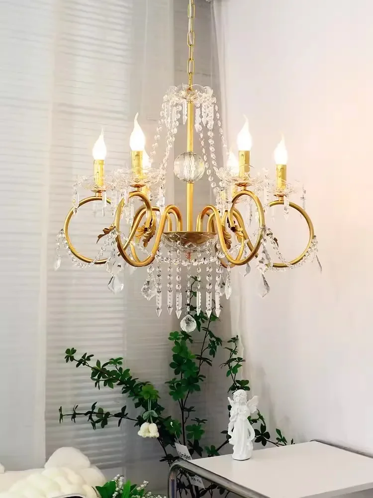 American luxury crystal chandelier, living room, bedroom, French restaurant, retro countryside, European candle lighting