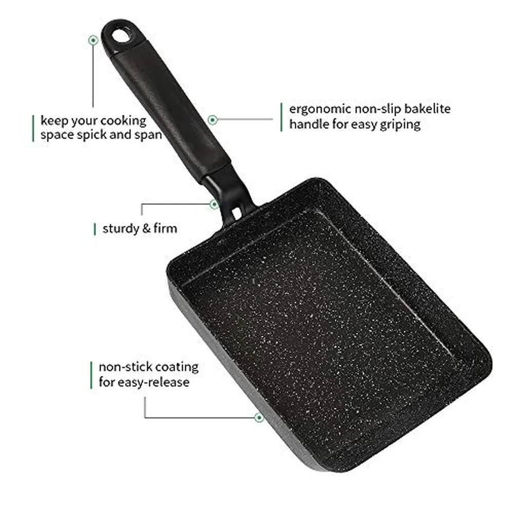 Breakfast Skillet Square Nonstick Pan Compact Design Persistent Coating Easy Food Release Even Heat Distribution