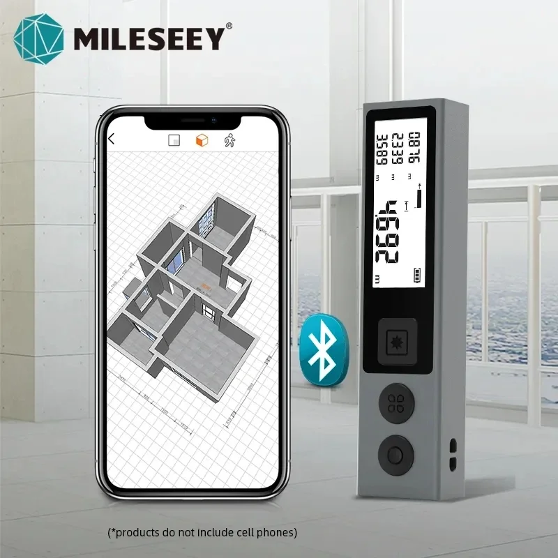 MILESEEY 40M/30M Trena Meter Reader Tape Measuring Tools Bluetooth Mini Rangefinder Rechargeability