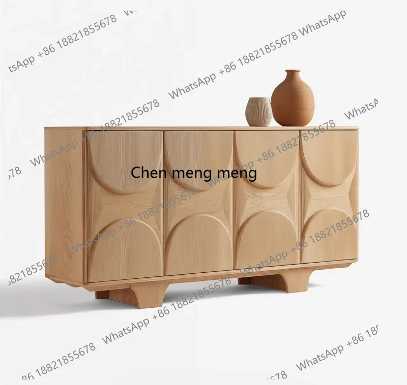 

Z136 Medieval wabi-sabi log style solid wood sideboard Italian minimalist living room entrance storage cabinet