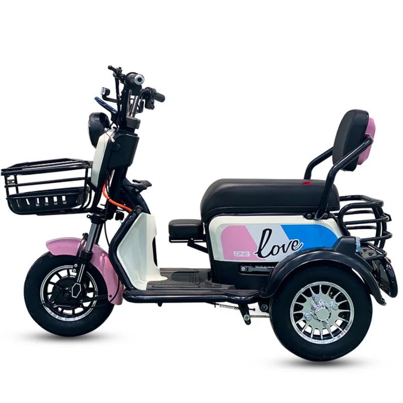 500W Adult Electric Tricycles for Women 60V Family Mini Moped Three Wheel Electric Motorcycle with 3 Passengers Seats