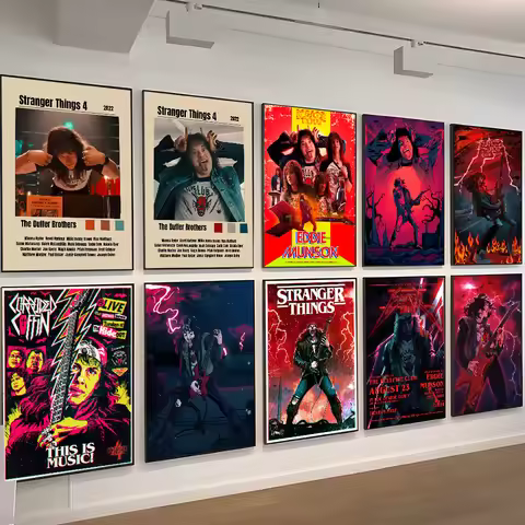 Stranger Things Eddie Munson Art Vintage Posters Sticky Whitepaper Sticker DIY Room Bar Cafe Room Wall Decor