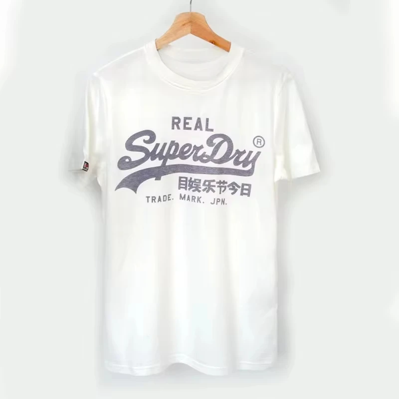 UK Superdry Extremely Dry Men\'s Summer Fashion Brand Printed Letter Short Sleeved T-shirt Cotton Slim Fit Round Neck T-shirt