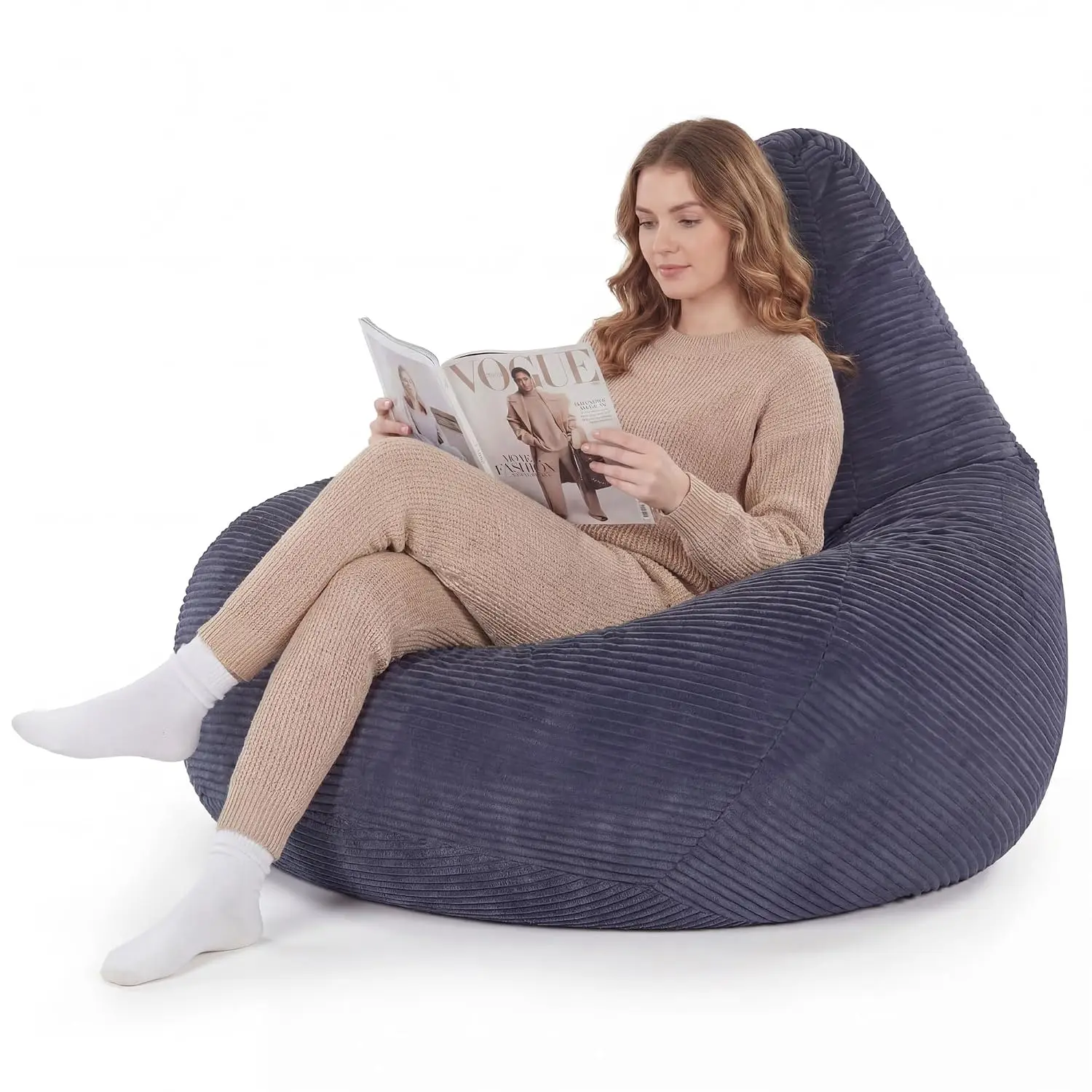 Bean Bag Chair for Adults & Kids, Corduroy Beanbag Chair for Teens, Comfy Sponge Filling Soft Lazy Sofa Chair for, Customized