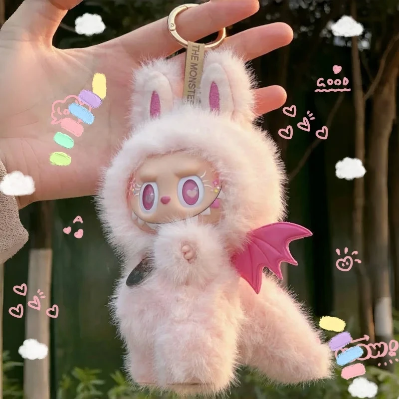 

High Quality17cm Monster Labubu Series Zimomo Angel Pink heartbeat Vinyl Creative Change Dolls Toys Gifts Cute Pendant Blind Box
