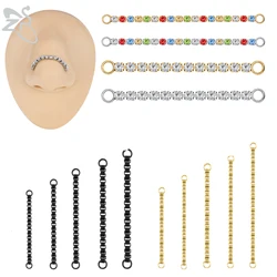 ZS 3Pcs/lot 316L Stainless Steel Nose Chain Gold Color Industrial Piercing for Women Girl Chain Nostril Piercing Body Jewelry