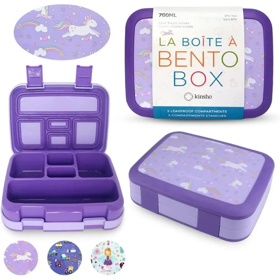 

Ланч-боксы Bento Box для маленьких девочек, 5-секционные секции, безопасная крышка, съемный поднос без бисфенола А, детский сад, обеды Sn