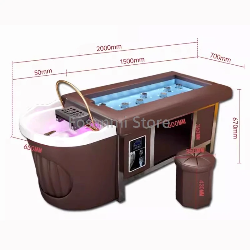 Head Shampoo Bed With Water Circulation Fumigation Body Massage Beauty Salon Exclusive Integrated Head SPA Washing Bed For Salon