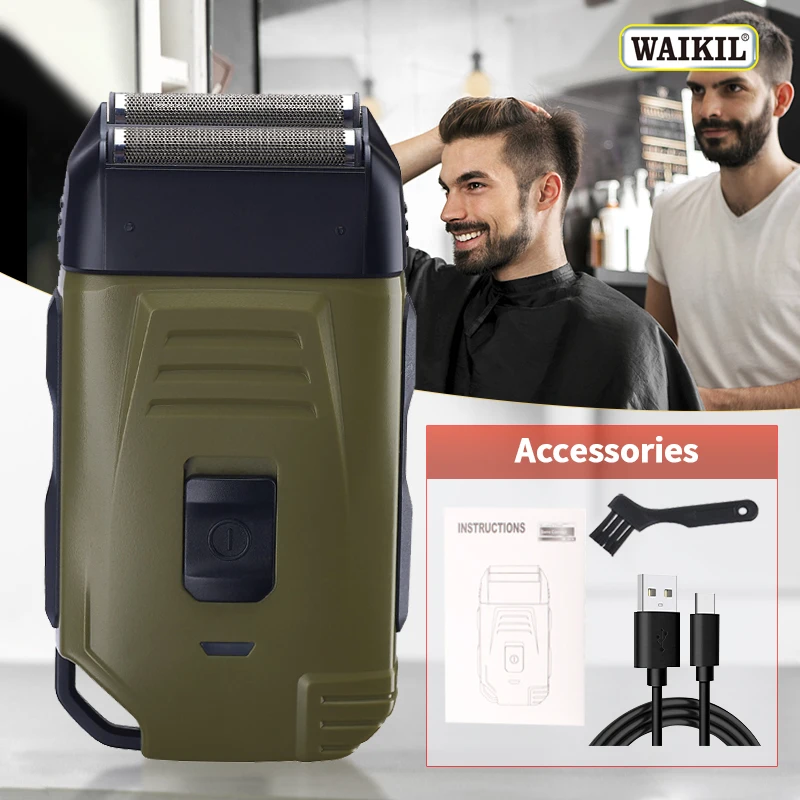 WAIKIL professional men's electric shaver multifunctional reciprocating dual head shaver USB rechargeable beard trimmer