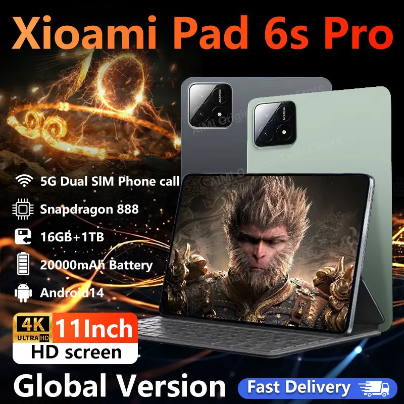 2024 Pad 6S Pro Android 14 Global Version Tablets PC 16GB+1TB 20000mAh 5G Dual 11inch HD 4K Dual SIM Card Bluetooth WiFi Tablet