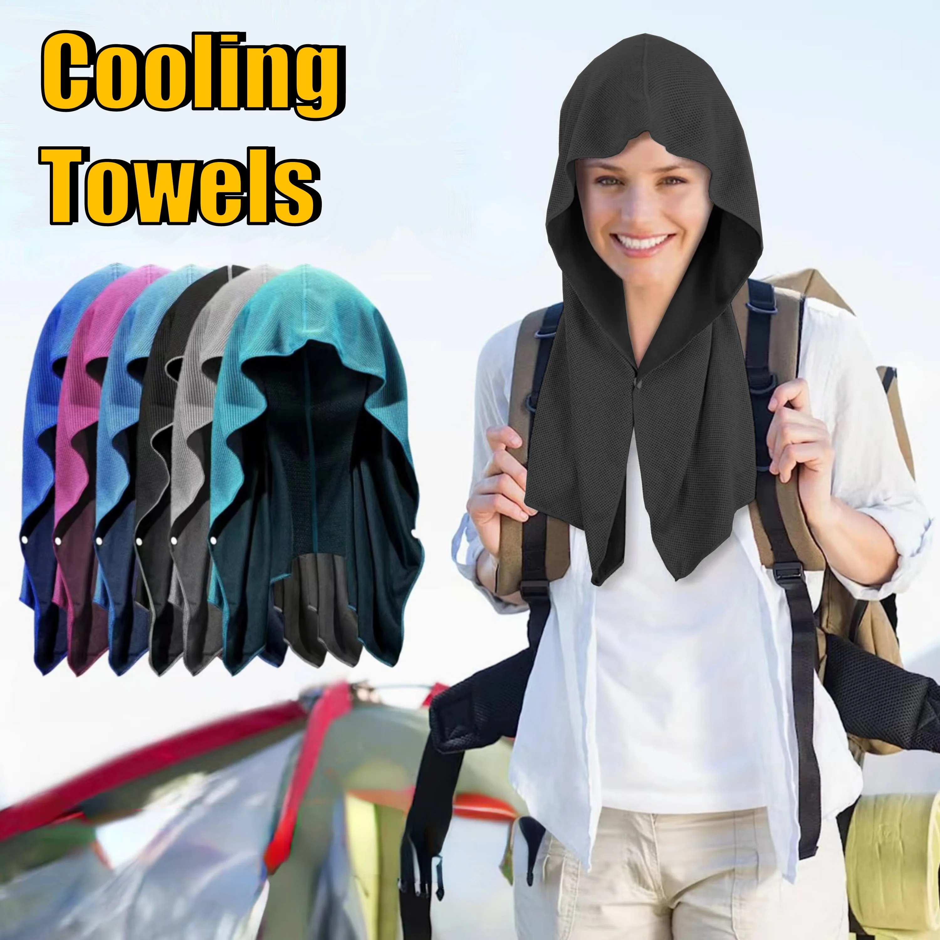 1PCS cooling hoodie towel, cooling towel suitable for head and neck, sports, fitness, camping, cycling, suitable for hot weather