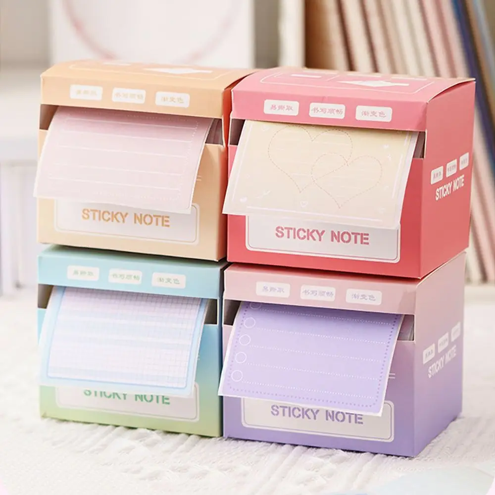 256Pcs/Set Pull-out Design Sticky Note Full Adhesive Stationery Memo Pad DIY Multifunctional Labels Stickers School/Office