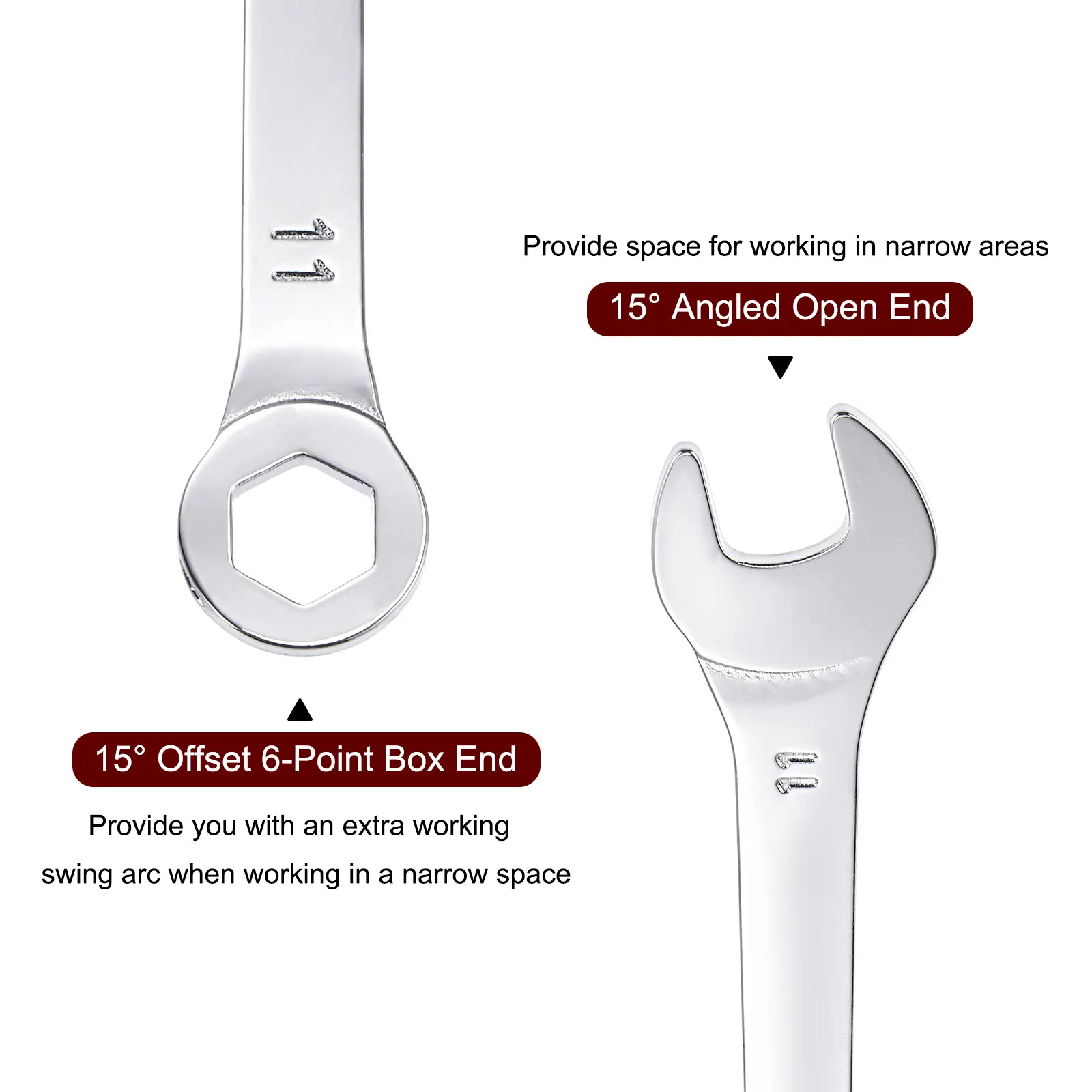 Dunne 6-punts combinatiesleutel, metrisch hoog koolstofstaal