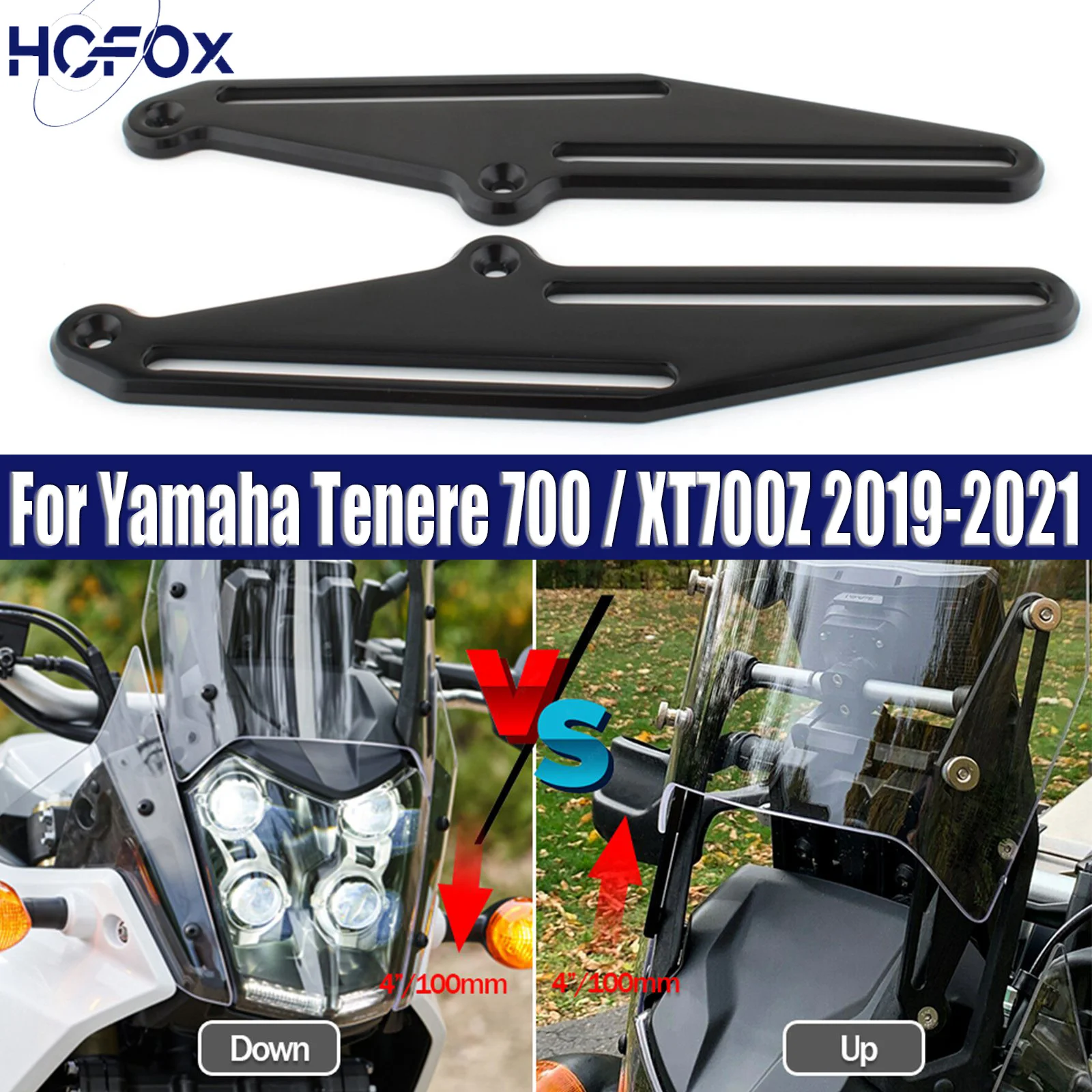 

For Yamaha Tenere 700 / XT700Z 2019-2021 Windshield Screen Bracket Mount Adjuster Aluminum