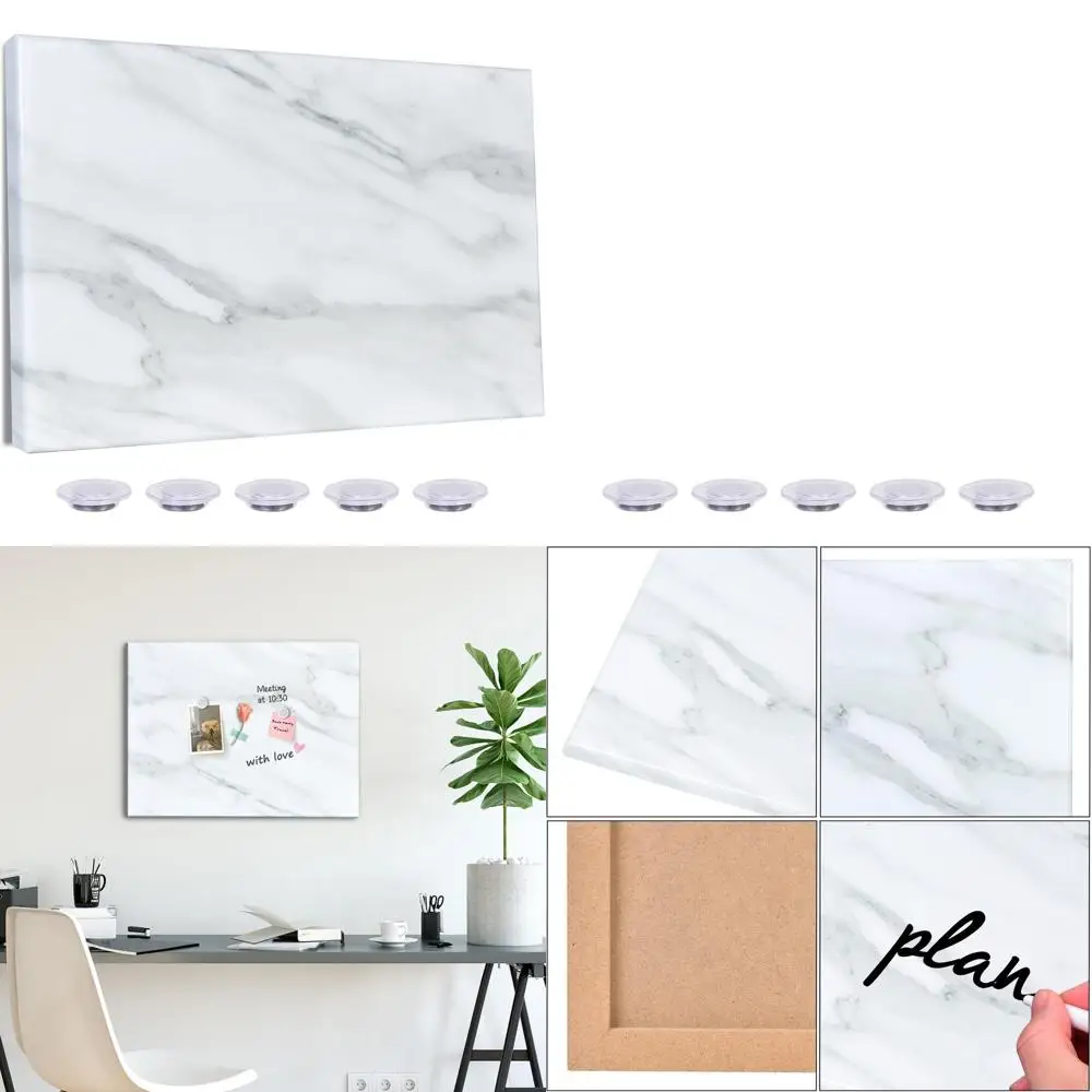 

Бескаркасная магнитная доска для записей с мраморным принтом, 29,5x19,7 дюймов, настенная, с декоративным дизайном и встроенными магнитами