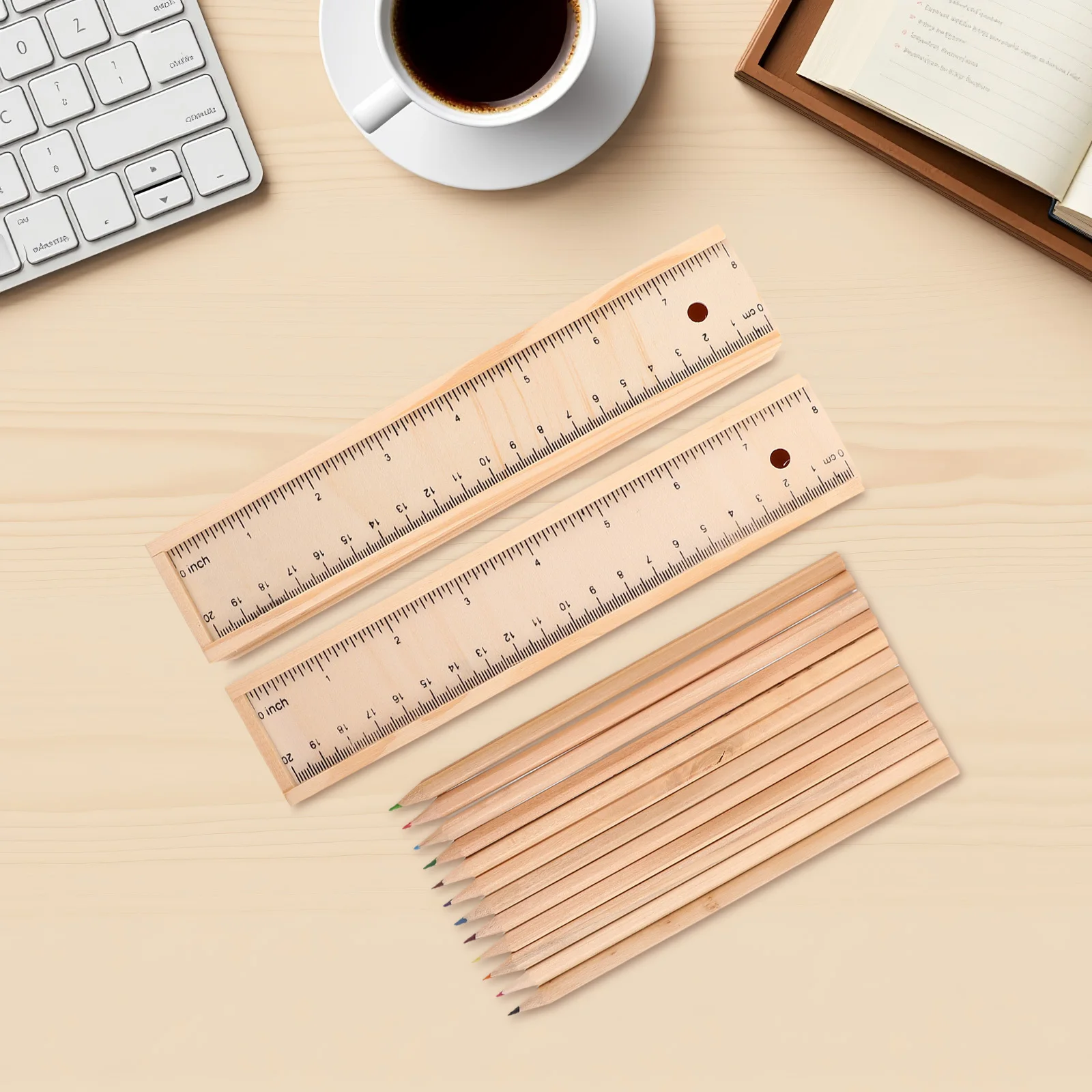 

12 Colors Colored Pencil Set Natural Wood Box Organizer Portable Drawing Sketching Art Supplies Color Pencil Case Organizer