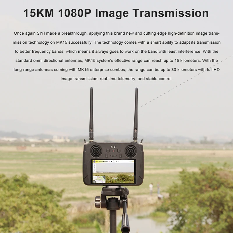 SIYI MK15 Mini HD Handheld Smart Controller Remote Control 15KM 1080P Low-Latency Radio System Transmitter Agriculture FPV