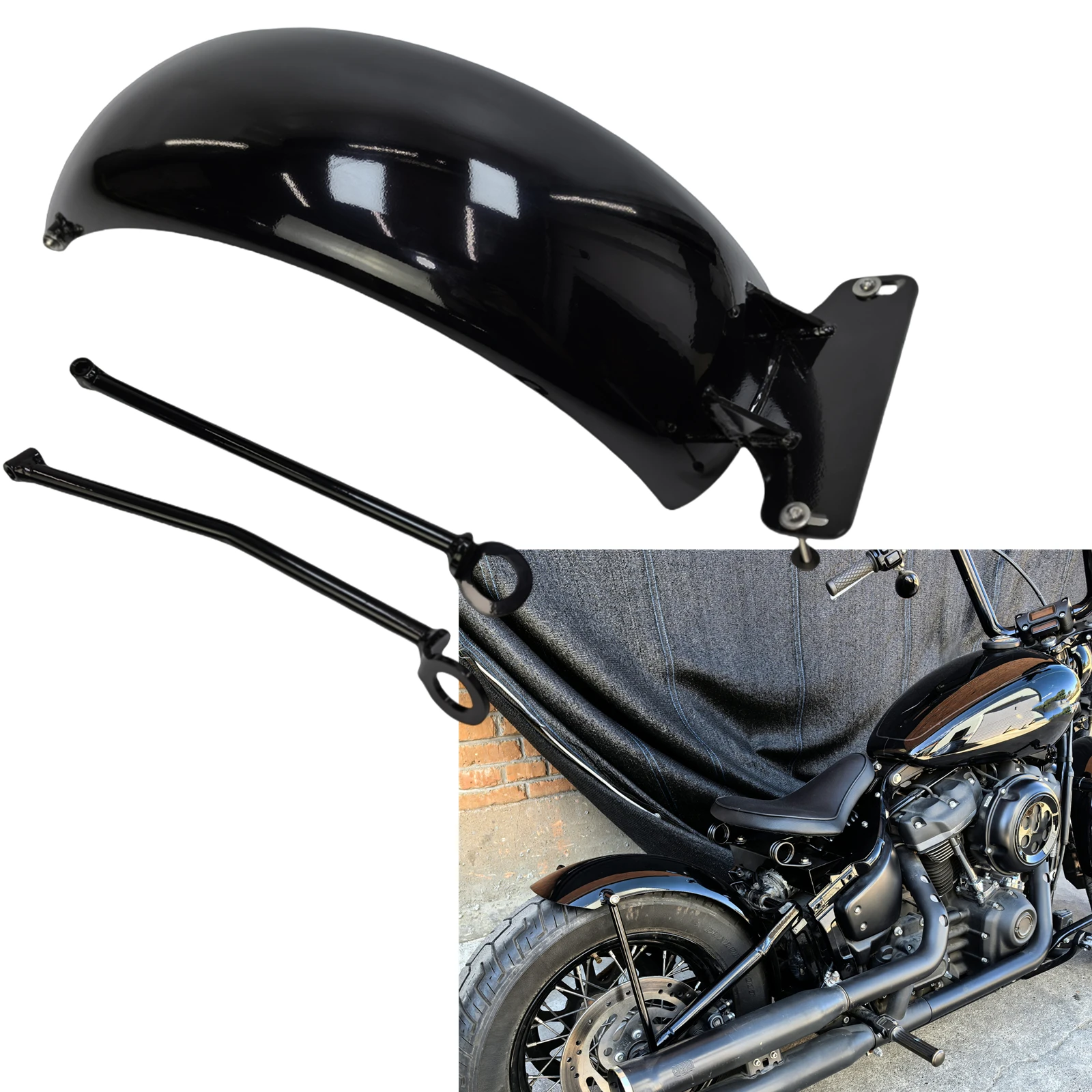 Motorcycle Rear Fender Plate Mudguard Mud Guard Cover With Stands For Harley Street Bob FXBB 2019-2024 