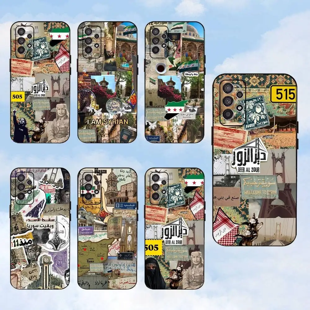 

515 Deir ez-Zor Síria Mapa Capa de telefone para Samsung S25, S24, S23, S22, S21, S20, S10, Ultra, Plus, Lite, FE, Capa preta de