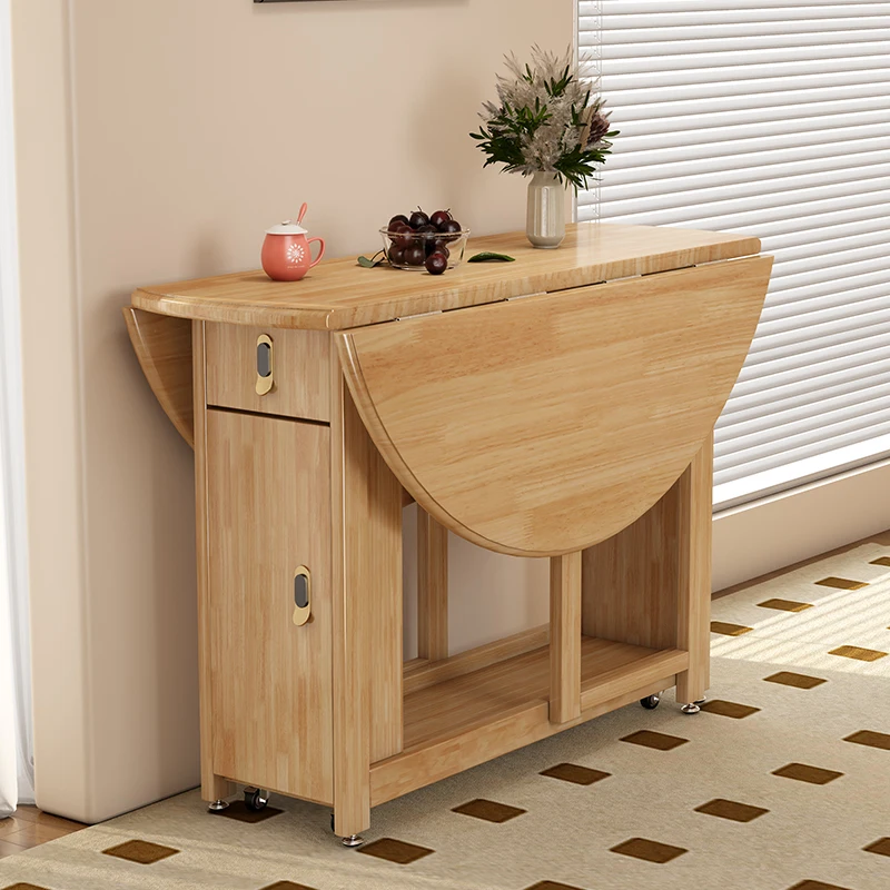 

solid wood movable retractable table and chair combination, small apartment household simple, modern wall folding table