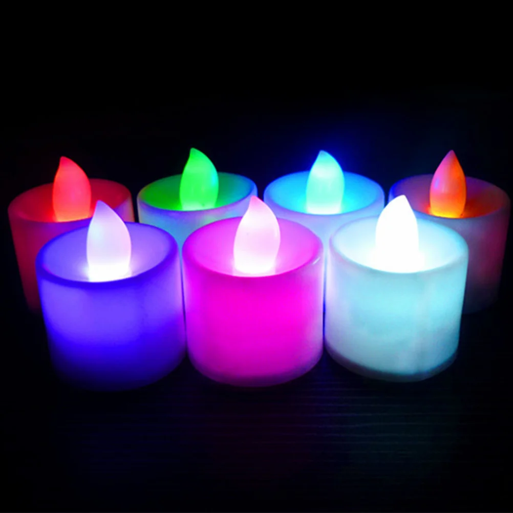 12 قطعة شموع محاكاة LED إلكترونية عديمة اللهب Tealight ديكور رومانسي لبار المنزل مقهى (لون عشوائي)