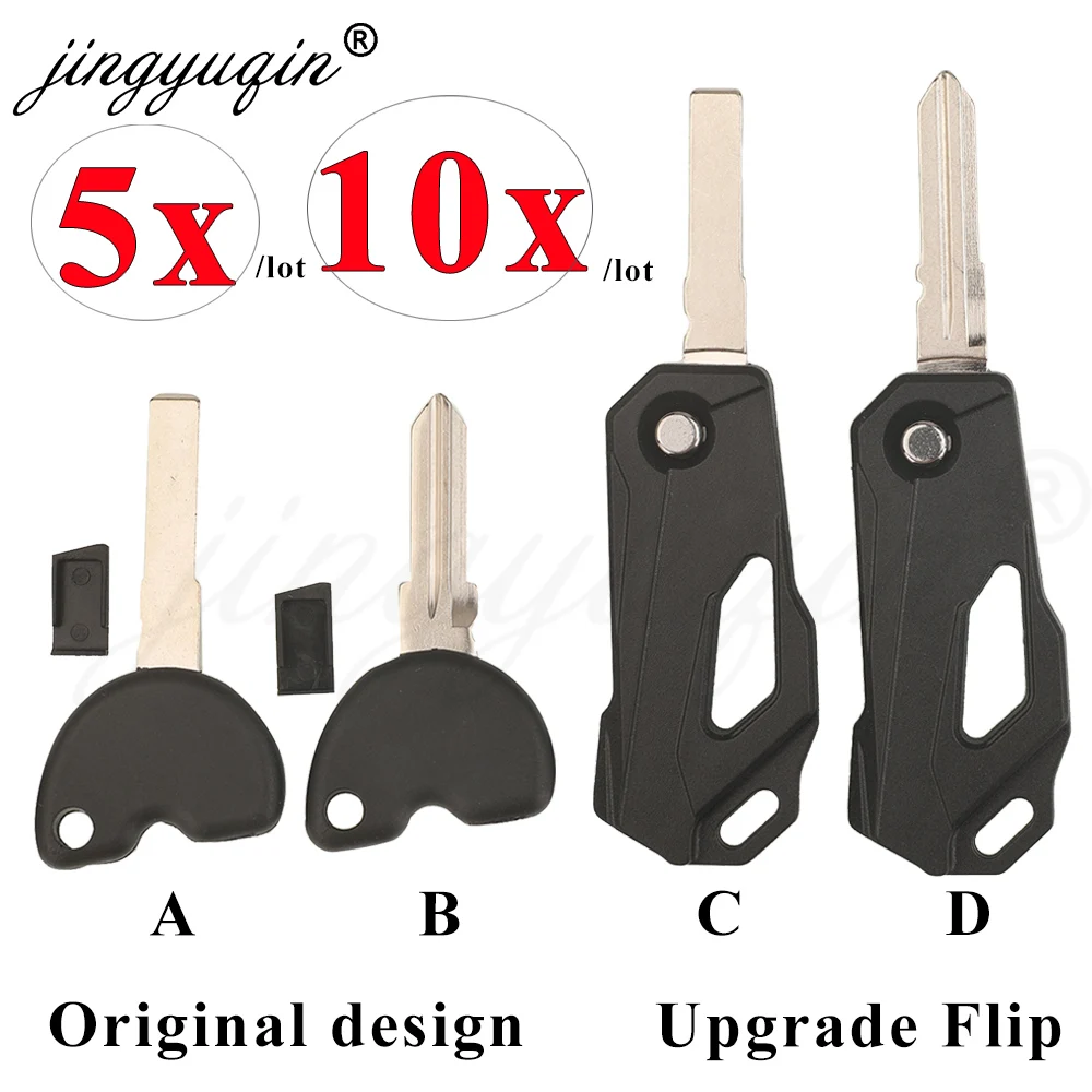 Jingyuqin 5/10 Stück Motorrad-Schlüsselrohling für Vespa Piaggio 3vte Fly GTS GTV LXV Beverly Roller Elektromotorrad Modifizierter Klappschlüssel