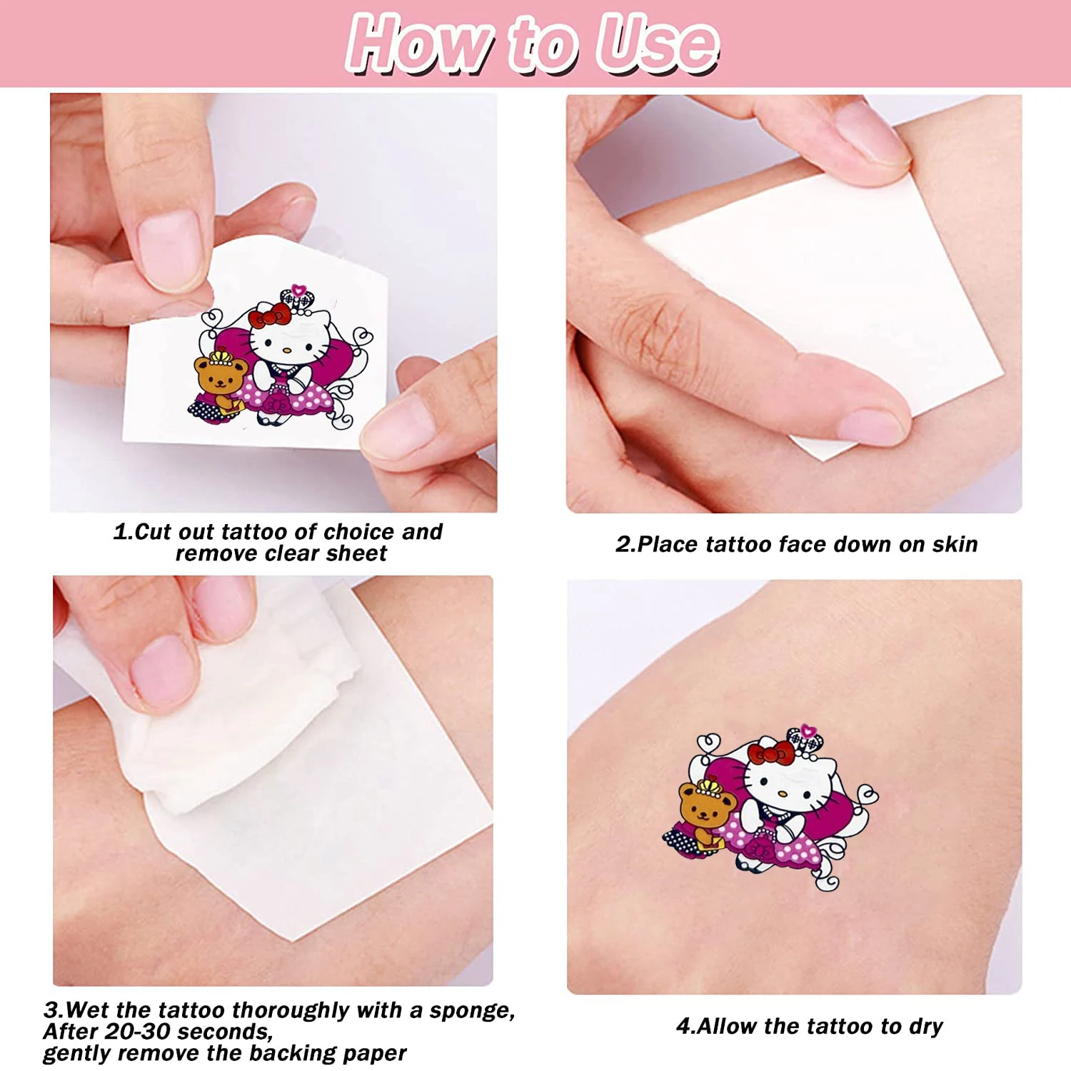 Olá kitty tatuagem adesivos tema à prova dwaterproof água original dos desenhos animados rosa gato adesivo festa de aniversário suprimentos anime criança meninas presente brinquedos