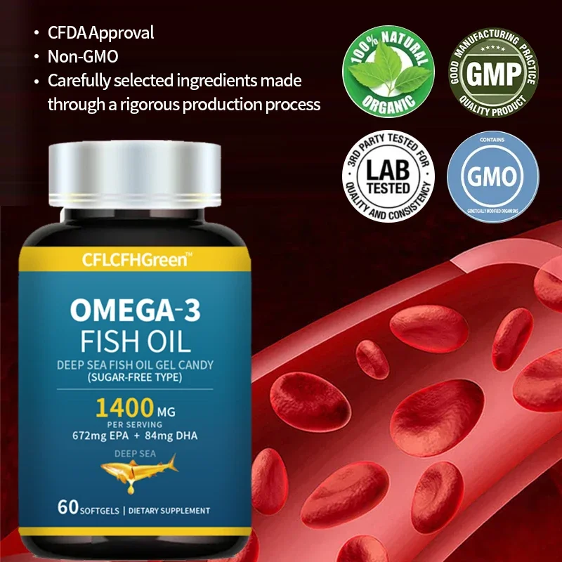 High Quality Fish Oil Omega3 Capsules Blood Vessels Cleansers For Eye Joint Skin Heart Health Blood Lipids Cleanse 60/180/300Pcs