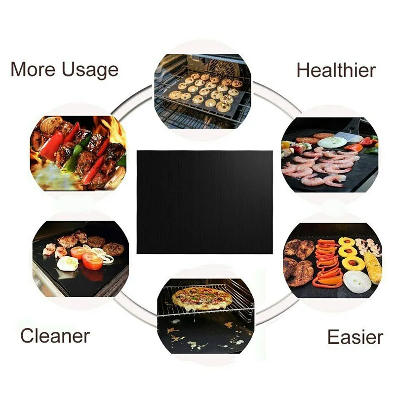 Kitchen Accessories Silicone Baking Mat BBQ Cooking Mat Black Reusable Nonstick Sheet Oven Tray Kitchen Gadgets Kitchen Tools