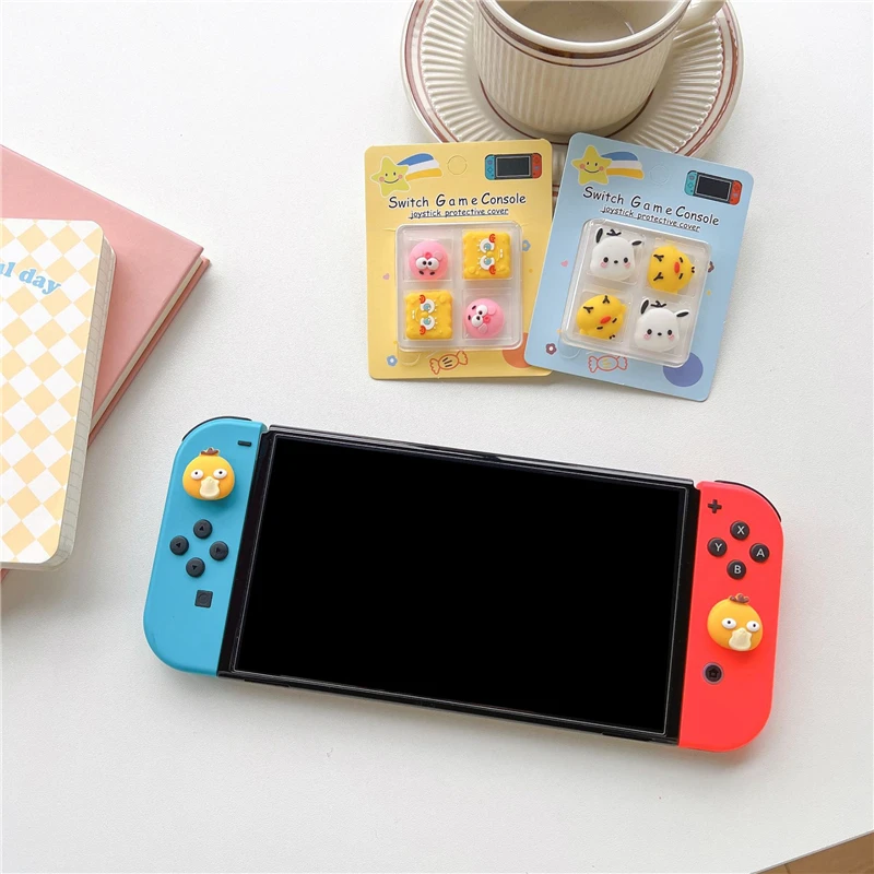 4Pcs/Lot MINISO Sanrio Hello Kitty Pochacco Stick Grip Cap Joystick For Nintendo Switch NS Lite Oled Controller