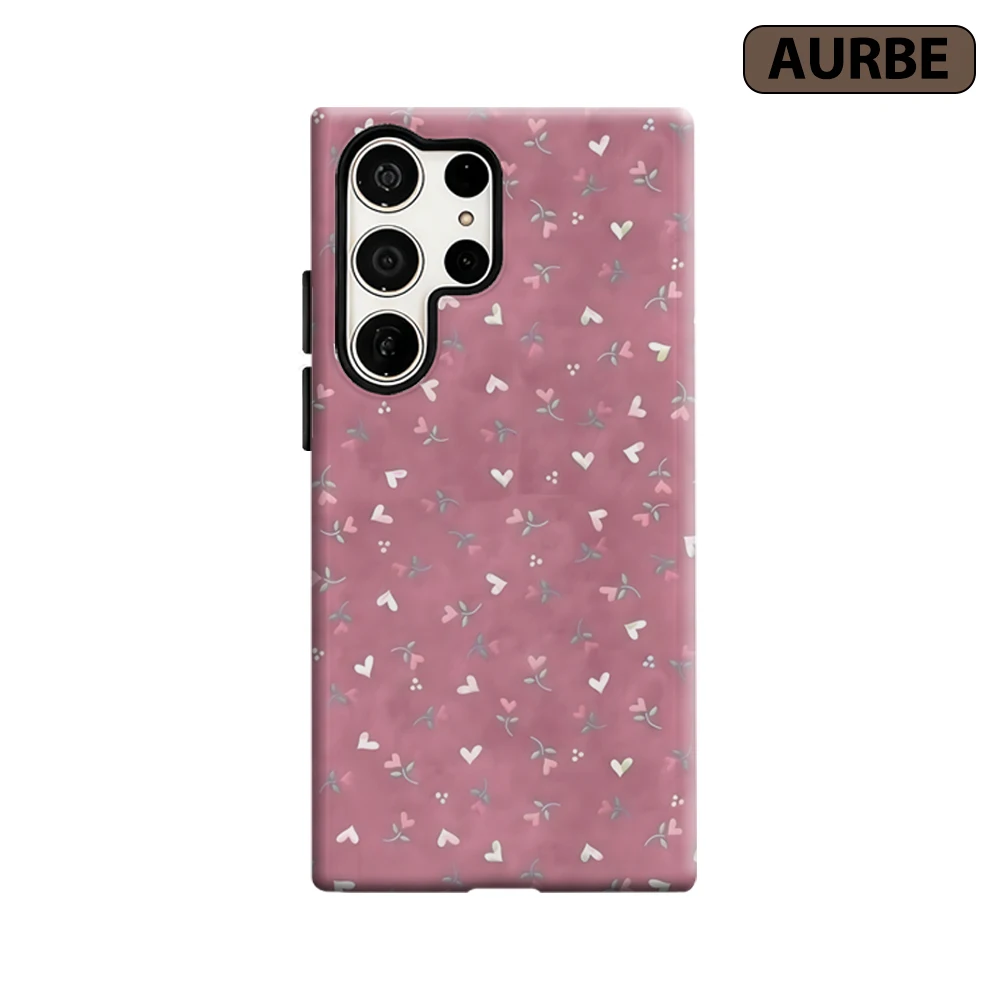 Pink Heart Sprout Phone Case for Samsung Galaxy S26 S25 Ultra S24 S23 Ultra Plus Shockproof Double Layer Tough Back Cover