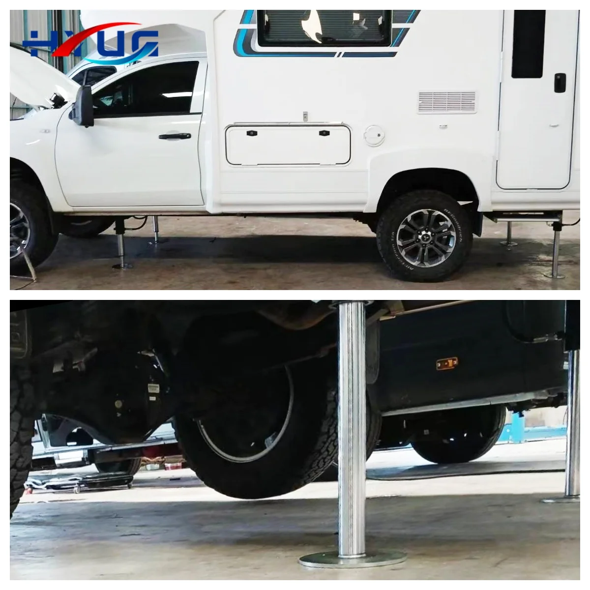 RV Auto Leveling System, Steel Hydraulic Stabilizer Legs, 300-500mm Stroke Lifting System for Fiat Ducato, Mercedes Sprinter