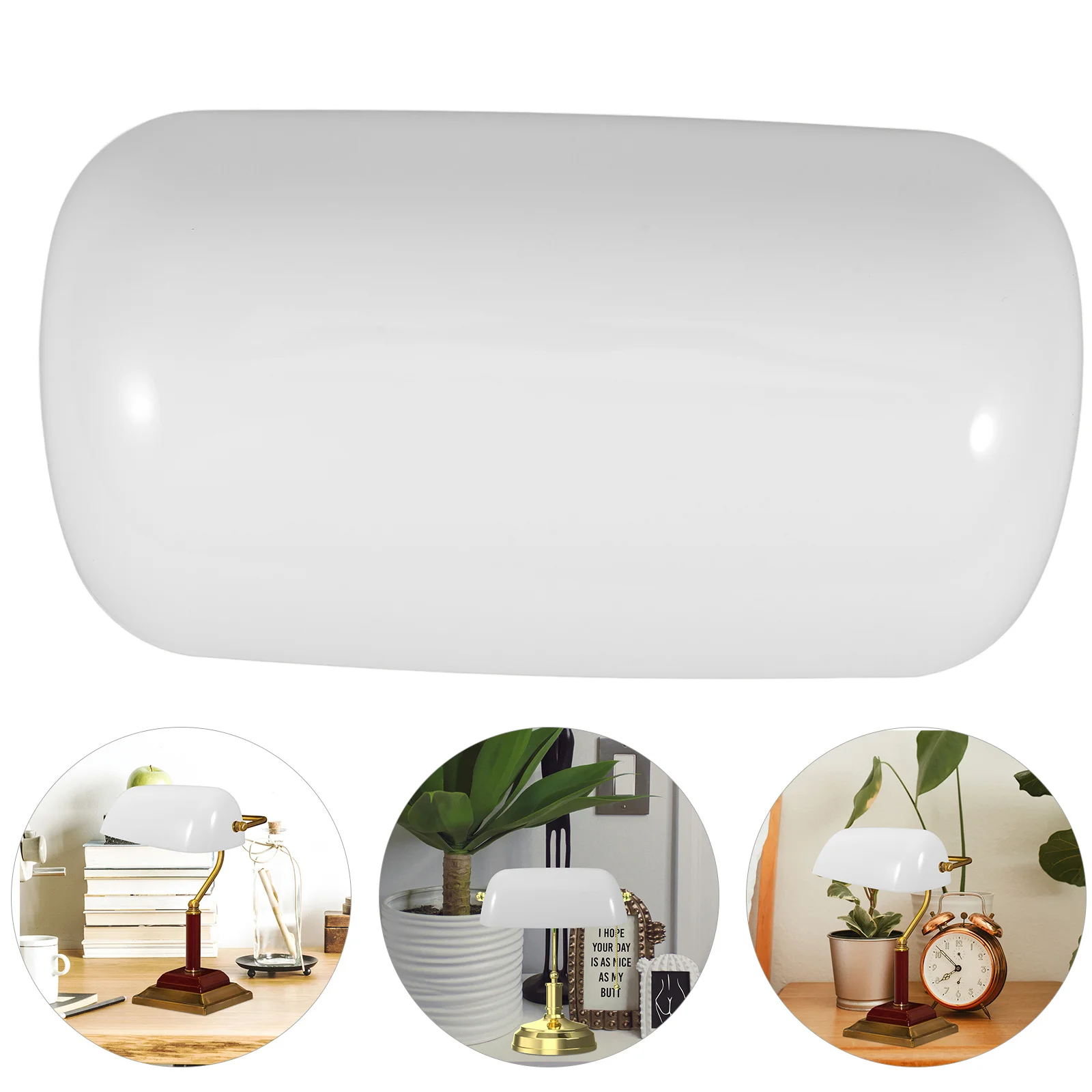

White Retro Bankers Lamp Shade Replacement Plastic Lampshade for Desk Nightstand Soft Ambient Light Vintage Style