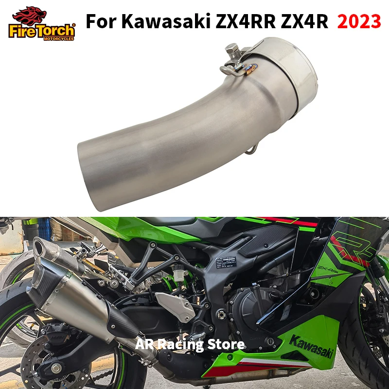 

Slip On For Kawasaki ZX4R ZX4RR SE 2023 Motorcycle Exhaust Titanium Alloy Escape Moto Systems Modify Middle Link Pipe 51mm Tube