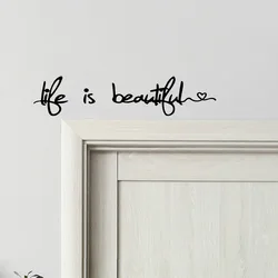 15*45cm Life Is Beautiful English Slogan Cartoon Wall Sticker Background Wall Room Restaurant Kitchen Decoration Wall Sticker