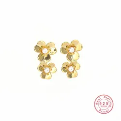 HI MAN Korean Simple Camellia Stud Earrings Women 925 Sterling Silver Fashion Versatile Daily Jewelry Accessories