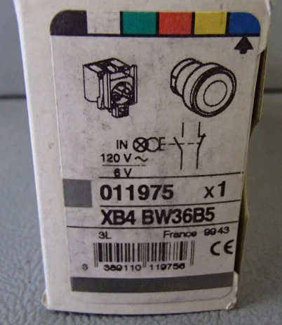 

Brand new In stock XB4BW36B5 blue flush complete illum pushbutton Ø22 spring return 1NO+1NC 24V Fast delivery