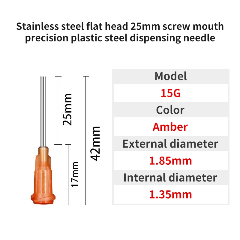 10G-30G 25 mm Dosiernadel 1 Zoll Edelstahl-Dosiernadel Spiralmund-Klebernadel zum Befüllen von E-Flüssigkeiten und Kleber