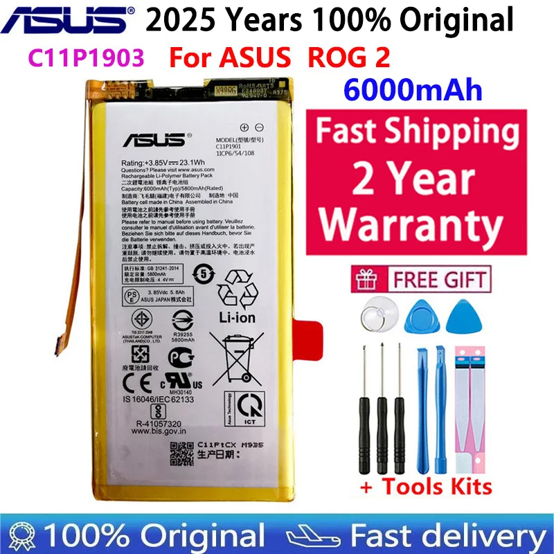 Original C11P1901 C11P1903 6000mAh Replacement  Phone Battery For ASUS ROG 2 ROG Phone 3 ROG3 ZS661KS ZS660KL I001DB Batteries