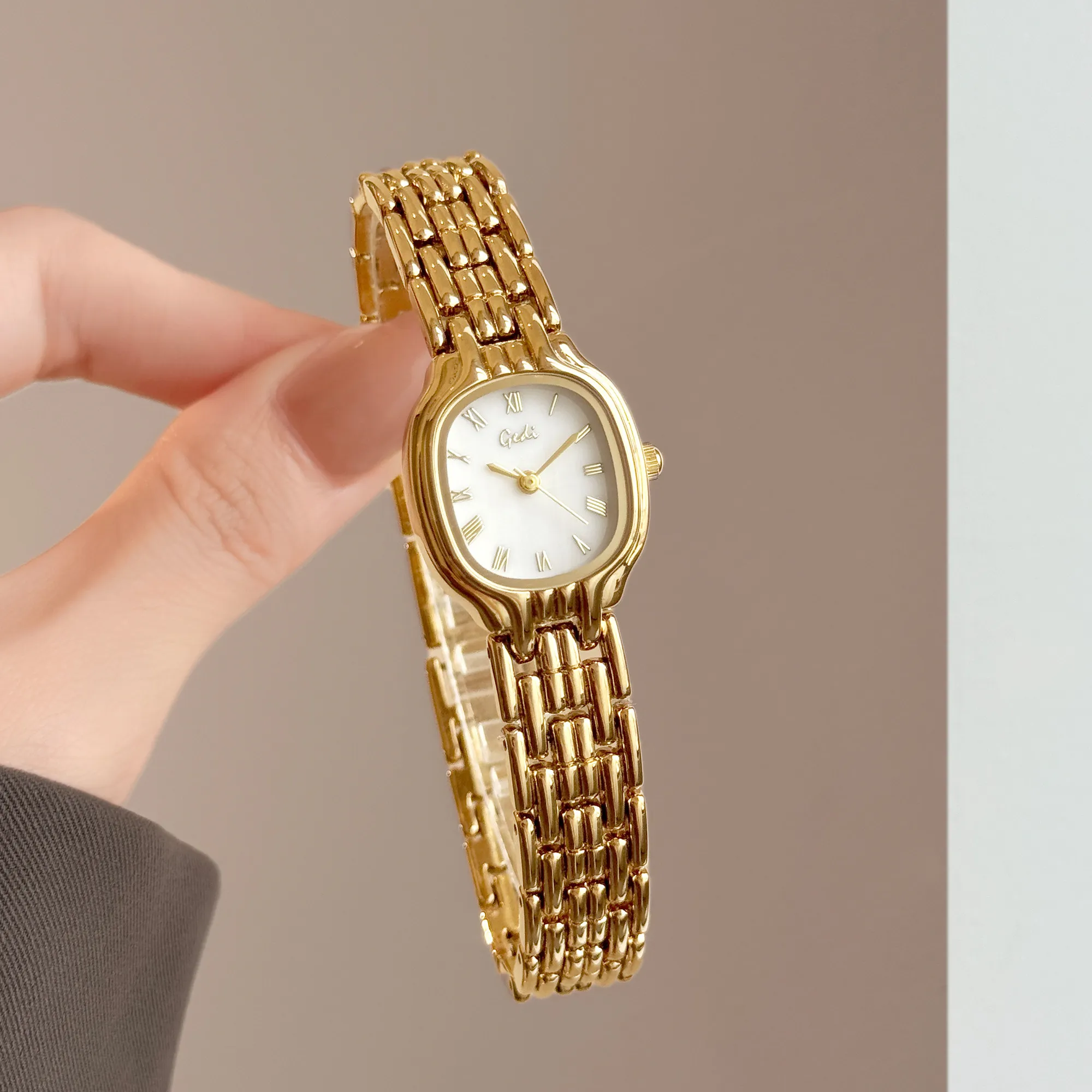 GEDI Vintage Gold Women's Watch Luxury Shell Dial Elegant Dress Waterproof Quartz Women's Wristwatch Gift #Reloj Mujer