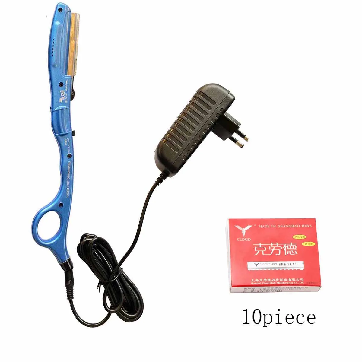 Free shipping Ultrasonic hot vibrating Razor for hair cut /hair beauty salon and 10 pieces of blades hair razor