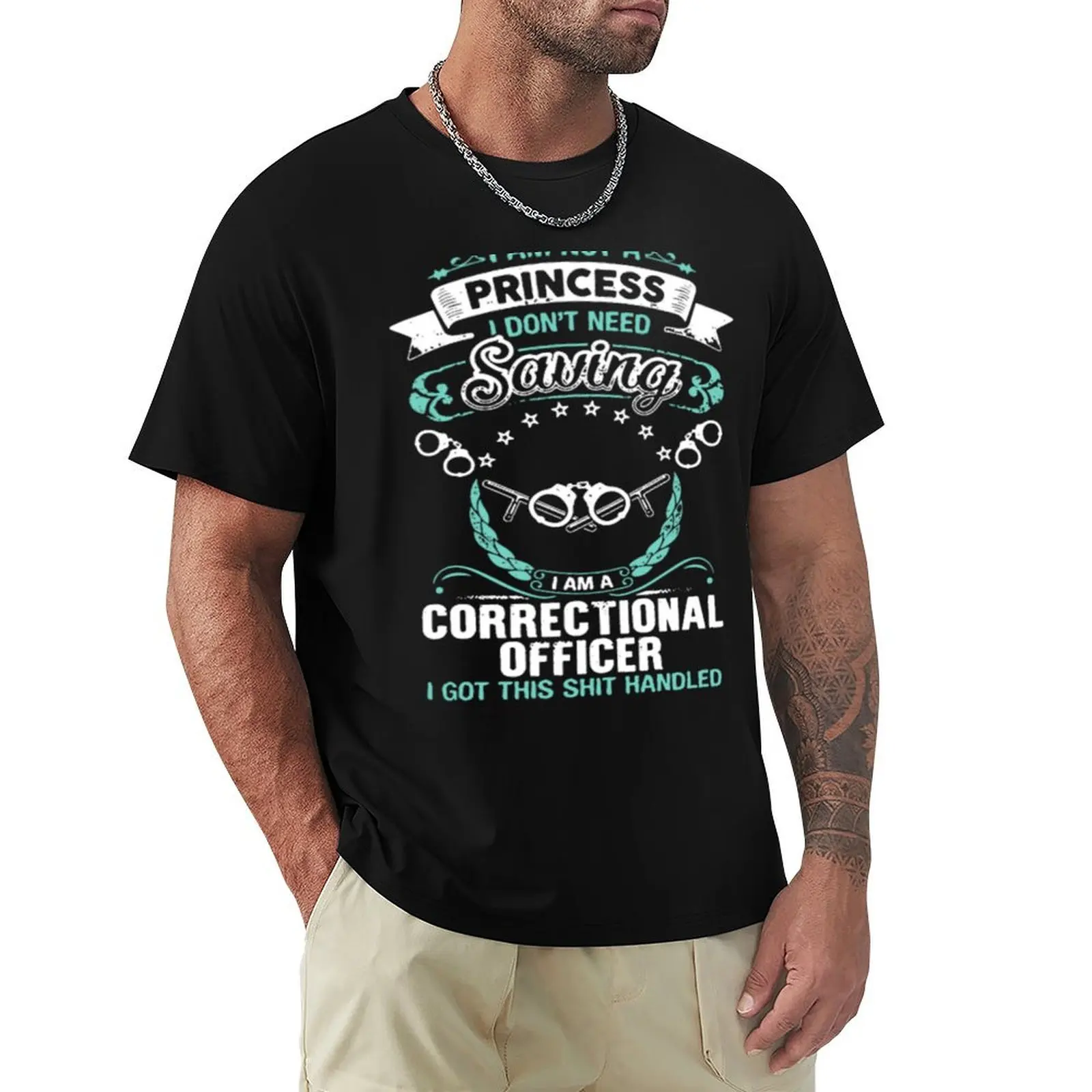 

Correctional Officer Saving Princess Handled Tshirt T-Shirt oversizeds customs plus sizes plain black t shirts men