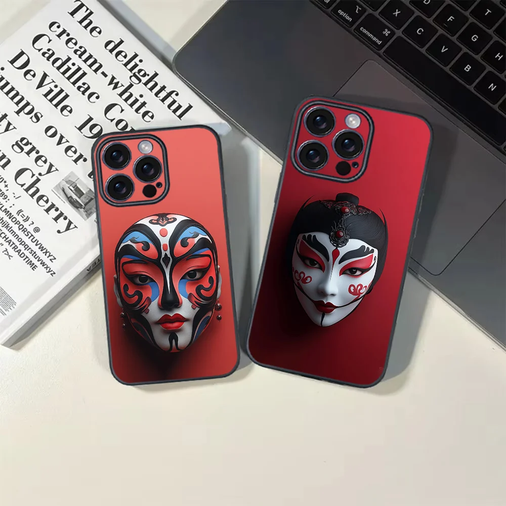 Chinese 3D Peking Opera facial makeup Phone Case For iPhone 16 15 14 13 12 11 PRO MAX PLUS Mini TPU Soft to Skin-friendly case