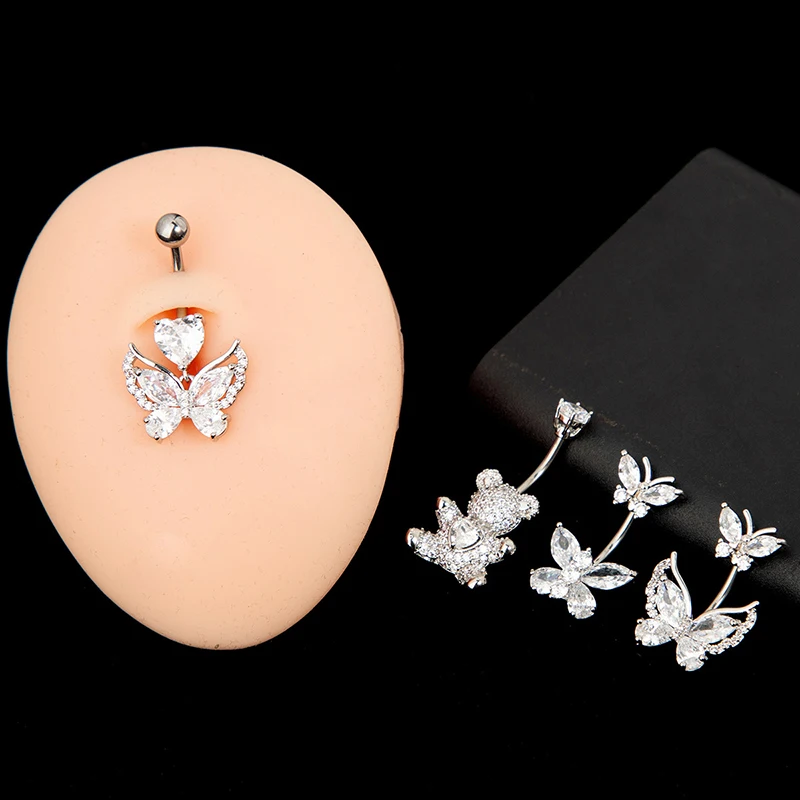 لطيف الدب فراشة البطن خاتم على شكل زر للنساء الفتيات رائعة مثير السرة حلق ثاقب هيئة ثقب المجوهرات هدايا